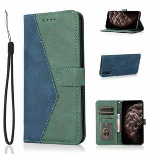 For Motorola Moto E 2020 Dual-color Stitching Leather Phone Case(Blue Green)