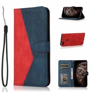 For Motorola Moto E6 Play Dual-color Stitching Leather Phone Case(Red Blue)