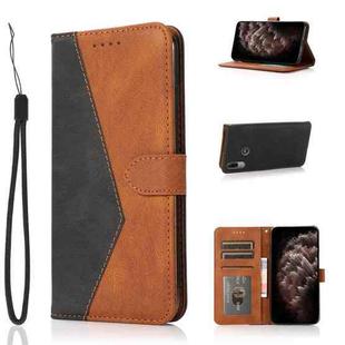 For Motorola Moto E6 Plus Dual-color Stitching Leather Phone Case(Black Brown)