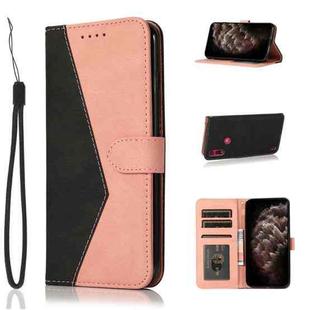 For Motorola Moto E6s 2020 Dual-color Stitching Leather Phone Case(Black Rose Gold)