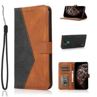 For Motorola Moto E7 Dual-color Stitching Leather Phone Case(Black Brown)