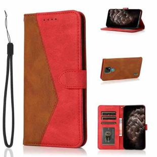 For Motorola Moto E7 Dual-color Stitching Leather Phone Case(Brown Red)