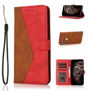 For Motorola Moto G8 Dual-color Stitching Leather Phone Case(Brown Red)