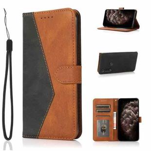 For Motorola Moto G8 Play / One Macro Dual-color Stitching Leather Phone Case(Black Brown)