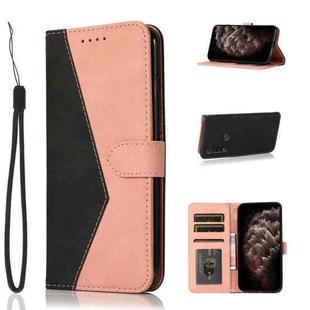 For Motorola Moto G8 Play / One Macro Dual-color Stitching Leather Phone Case(Black Rose Gold)