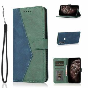 For Motorola Moto G8 Power US Dual-color Stitching Leather Phone Case(Blue Green)