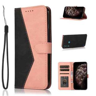 For Motorola Moto G8 Power Lite Dual-color Stitching Leather Phone Case(Black Rose Gold)