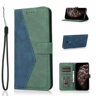 For LG K50 / Q60 Dual-color Stitching Leather Phone Case(Blue Green)