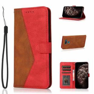 For LG K50 / Q60 Dual-color Stitching Leather Phone Case(Brown Red)