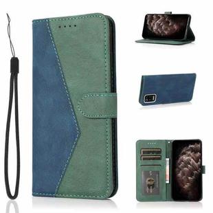 For LG K52 Dual-color Stitching Leather Phone Case(Blue Green)