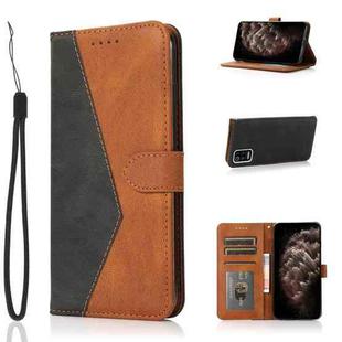 For LG K52 Dual-color Stitching Leather Phone Case(Black Brown)