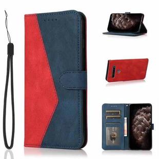 For LG K61 Dual-color Stitching Leather Phone Case(Red Blue)