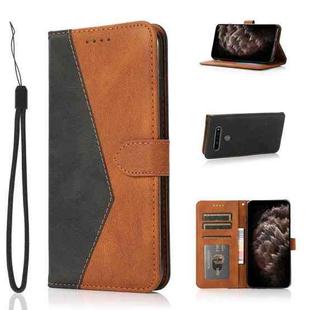 For LG K61 Dual-color Stitching Leather Phone Case(Black Brown)