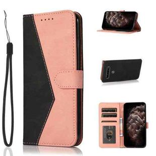 For LG K61 Dual-color Stitching Leather Phone Case(Black Rose Gold)