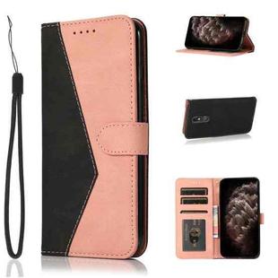 For LG Stylo 5 Dual-color Stitching Leather Phone Case(Black Rose Gold)