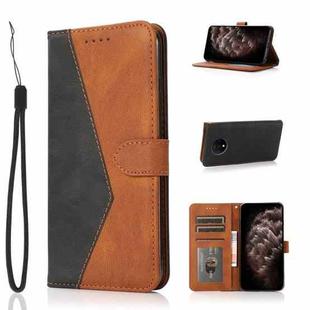 For OnePlus 7T Dual-color Stitching Leather Phone Case(Black Brown)