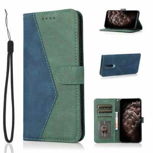 For OnePlus 8 Dual-color Stitching Leather Phone Case(Blue Green)