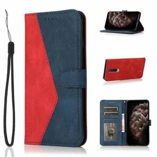 For OnePlus 8 Dual-color Stitching Leather Phone Case(Red Blue)