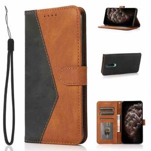 For OnePlus 8 Dual-color Stitching Leather Phone Case(Black Brown)