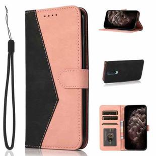 For OnePlus 8 Dual-color Stitching Leather Phone Case(Black Rose Gold)