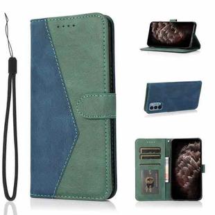 For OnePlus Nord N200 5G Dual-color Stitching Leather Phone Case(Blue Green)