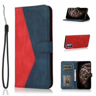 For OnePlus Nord N200 5G Dual-color Stitching Leather Phone Case(Red Blue)