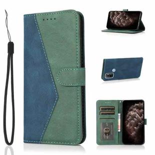 For OPPO A53 2020 Dual-color Stitching Leather Phone Case(Blue Green)
