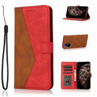 For OPPO A94 5G Dual-color Stitching Leather Phone Case(Brown Red)