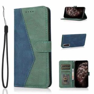 For Huawei P smart 2021 Dual-color Stitching Leather Phone Case(Blue Green)