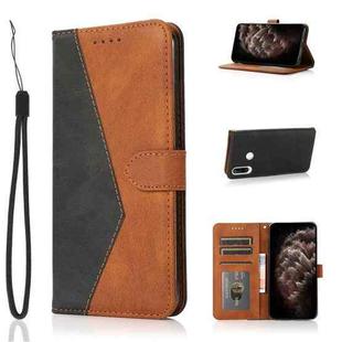 For Huawei P30 lite Dual-color Stitching Leather Phone Case(Black Brown)