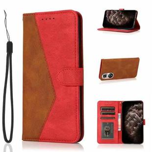 For Huawei P50 Dual-color Stitching Leather Phone Case(Brown Red)