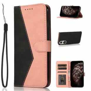 For Huawei P50 Pro Dual-color Stitching Leather Phone Case(Black Rose Gold)