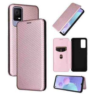 For TCL 408 Carbon Fiber Texture Flip Leather Phone Case(Pink)
