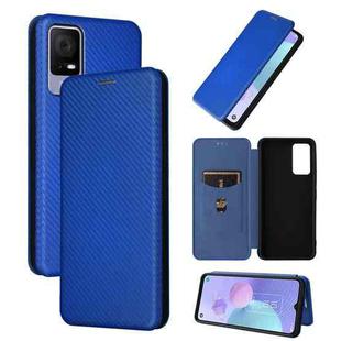 For TCL 408 Carbon Fiber Texture Flip Leather Phone Case(Blue)