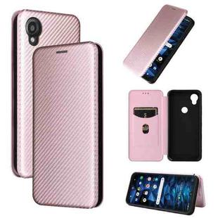 For Kyocera Digno SX3 KYG02 Carbon Fiber Texture Flip Leather Phone Case(Pink)