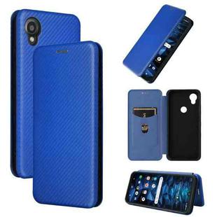 For Kyocera Digno SX3 KYG02 Carbon Fiber Texture Flip Leather Phone Case(Blue)