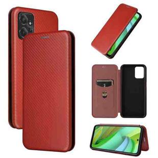 For Motorola Moto G Power 2023 Carbon Fiber Texture Flip Leather Phone Case(Brown)