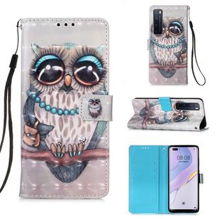 For Huawei nova 7 Pro 5G 3D Painting Horizontal Flip Leather Case with Holder & Card Slot & Lanyard(Owl)