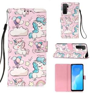 For Huawei nova 7 SE 3D Painting Horizontal Flip Leather Case with Holder & Card Slot & Lanyard(Pink Horse)