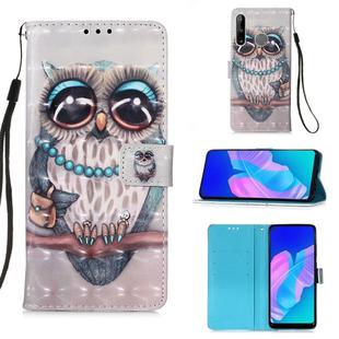 For Huawei P40 Lite E / Y7P 3D Painting Horizontal Flip Leather Case with Holder & Card Slot & Lanyard(Owl)