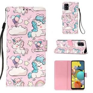 For Galaxy A51 5G 3D Painting Horizontal Flip Leather Case with Holder & Card Slot & Lanyard(Pink Horse)