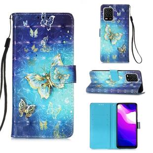For Xiaomi Mi 10 Lite 5G 3D Painting Horizontal Flip Leather Case with Holder & Card Slot & Lanyard(Gold Butterfly)