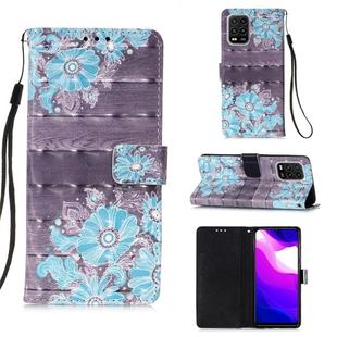 For Xiaomi Mi 10 Lite 5G 3D Painting Horizontal Flip Leather Case with Holder & Card Slot & Lanyard(Blue Flower)
