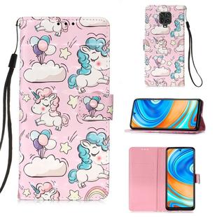 For Xiaomi Redmi Note 9S 3D Painting Horizontal Flip Leather Case with Holder & Card Slot & Lanyard(Pink Horse)