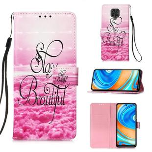 For Xiaomi Redmi Note 9S 3D Painting Horizontal Flip Leather Case with Holder & Card Slot & Lanyard(Beautiful)