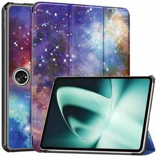 For OnePlus Pad Custer Painted 3-Fold Holder Smart Leather Tablet Case(Milky Way Nebula)