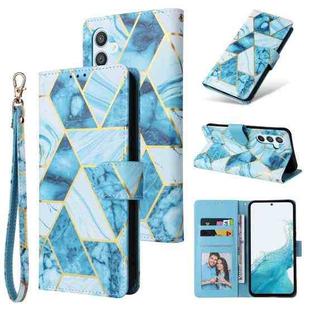 For Samsung Galaxy A54 5G Marble Bronzing Stitching Leather Phone Case(Blue)