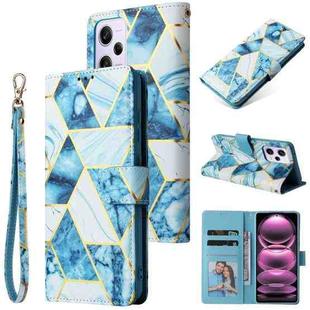 For Xiaomi Redmi Note 12 Pro 5G Global India / Note 12 Pro 5G Speed Edition / Poco X5 Pro Marble Bronzing Stitching Leather Phone Case(Blue)