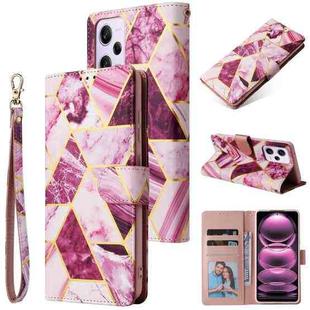 For Xiaomi Redmi Note 12 Pro 5G Global India / Note 12 Pro 5G Speed Edition / Poco X5 Pro Marble Bronzing Stitching Leather Phone Case(Purple)