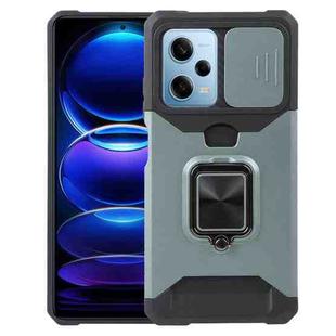 For Xiaomi Redmi Note 12 Pro 5G Camera Shield Card Slot Phone Case with Ring Holder(Dark Green)